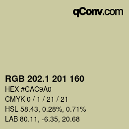 カラーコード: RGB 202.1 201 160 | qconv.com