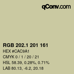 カラーコード: RGB 202.1 201 161 | qconv.com
