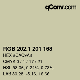 Color code: RGB 202.1 201 168 | qconv.com