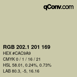 カラーコード: RGB 202.1 201 169 | qconv.com