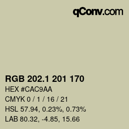 カラーコード: RGB 202.1 201 170 | qconv.com