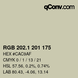 カラーコード: RGB 202.1 201 175 | qconv.com