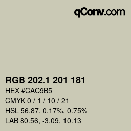 カラーコード: RGB 202.1 201 181 | qconv.com