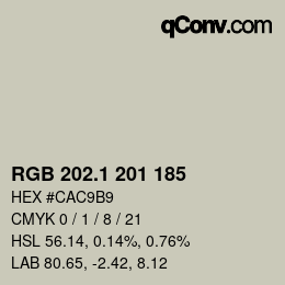 カラーコード: RGB 202.1 201 185 | qconv.com