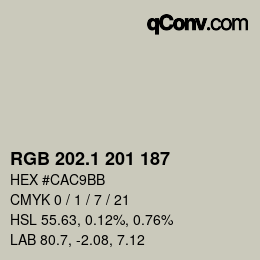 Color code: RGB 202.1 201 187 | qconv.com
