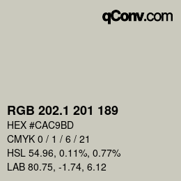 カラーコード: RGB 202.1 201 189 | qconv.com
