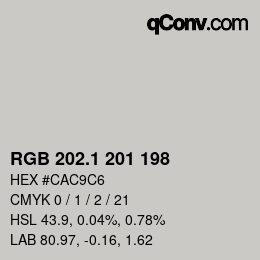 Color code: RGB 202.1 201 198 | qconv.com