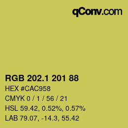 カラーコード: RGB 202.1 201 88 | qconv.com