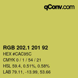 カラーコード: RGB 202.1 201 92 | qconv.com