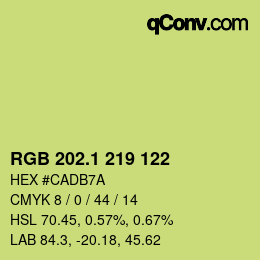 カラーコード: RGB 202.1 219 122 | qconv.com