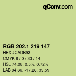 カラーコード: RGB 202.1 219 147 | qconv.com