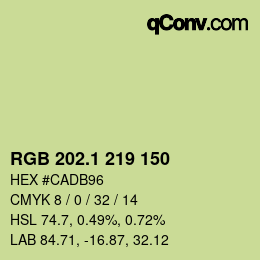 カラーコード: RGB 202.1 219 150 | qconv.com
