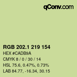 カラーコード: RGB 202.1 219 154 | qconv.com