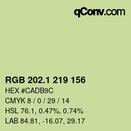 カラーコード: RGB 202.1 219 156 | qconv.com