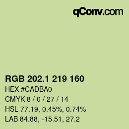 カラーコード: RGB 202.1 219 160 | qconv.com