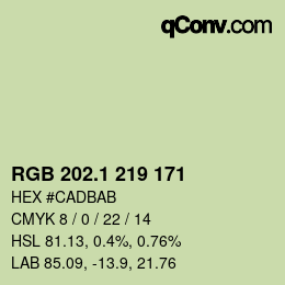 カラーコード: RGB 202.1 219 171 | qconv.com
