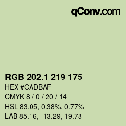 カラーコード: RGB 202.1 219 175 | qconv.com