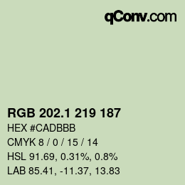 Color code: RGB 202.1 219 187 | qconv.com