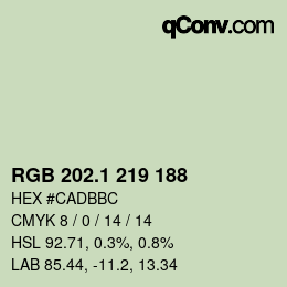 カラーコード: RGB 202.1 219 188 | qconv.com