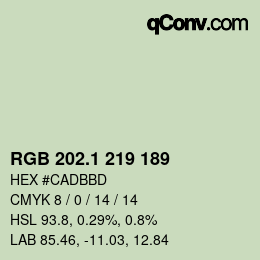 カラーコード: RGB 202.1 219 189 | qconv.com