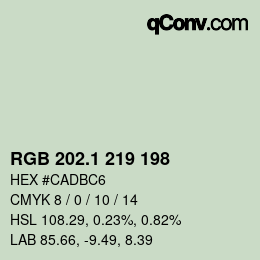 カラーコード: RGB 202.1 219 198 | qconv.com