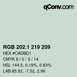 カラーコード: RGB 202.1 219 209 | qconv.com