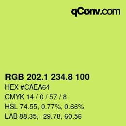 カラーコード: RGB 202.1 234.8 100 | qconv.com