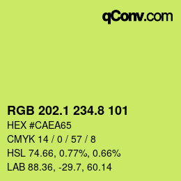 カラーコード: RGB 202.1 234.8 101 | qconv.com