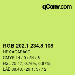 カラーコード: RGB 202.1 234.8 108 | qconv.com