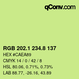 カラーコード: RGB 202.1 234.8 137 | qconv.com