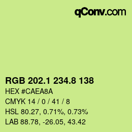 カラーコード: RGB 202.1 234.8 138 | qconv.com