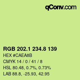カラーコード: RGB 202.1 234.8 139 | qconv.com