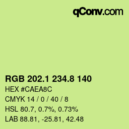 カラーコード: RGB 202.1 234.8 140 | qconv.com