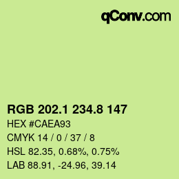 カラーコード: RGB 202.1 234.8 147 | qconv.com