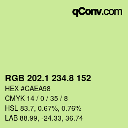 カラーコード: RGB 202.1 234.8 152 | qconv.com