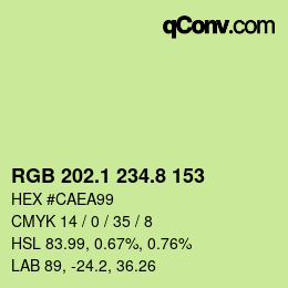 カラーコード: RGB 202.1 234.8 153 | qconv.com