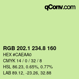 カラーコード: RGB 202.1 234.8 160 | qconv.com