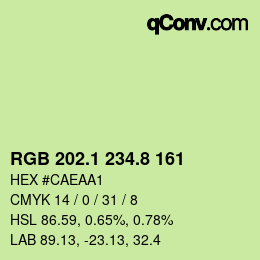 Color code: RGB 202.1 234.8 161 | qconv.com
