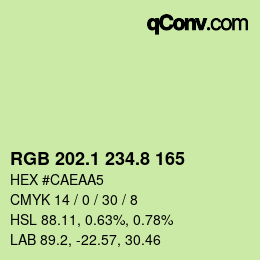 Color code: RGB 202.1 234.8 165 | qconv.com