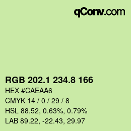 Color code: RGB 202.1 234.8 166 | qconv.com