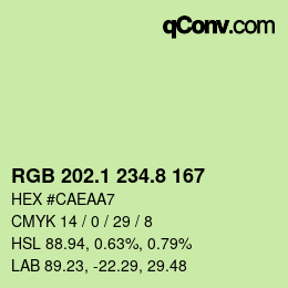 カラーコード: RGB 202.1 234.8 167 | qconv.com