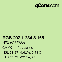 カラーコード: RGB 202.1 234.8 168 | qconv.com