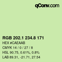 カラーコード: RGB 202.1 234.8 171 | qconv.com