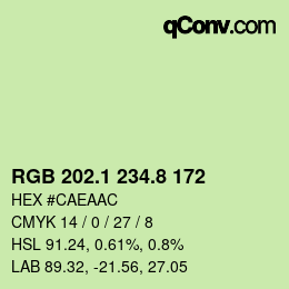 カラーコード: RGB 202.1 234.8 172 | qconv.com