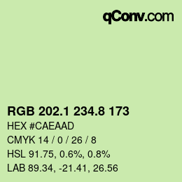 カラーコード: RGB 202.1 234.8 173 | qconv.com