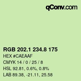 Color code: RGB 202.1 234.8 175 | qconv.com