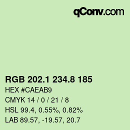 Color code: RGB 202.1 234.8 185 | qconv.com