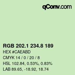 カラーコード: RGB 202.1 234.8 189 | qconv.com