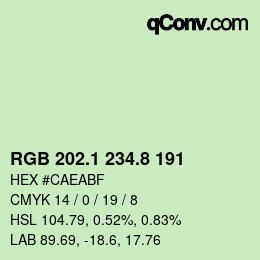 カラーコード: RGB 202.1 234.8 191 | qconv.com