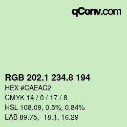 Color code: RGB 202.1 234.8 194 | qconv.com